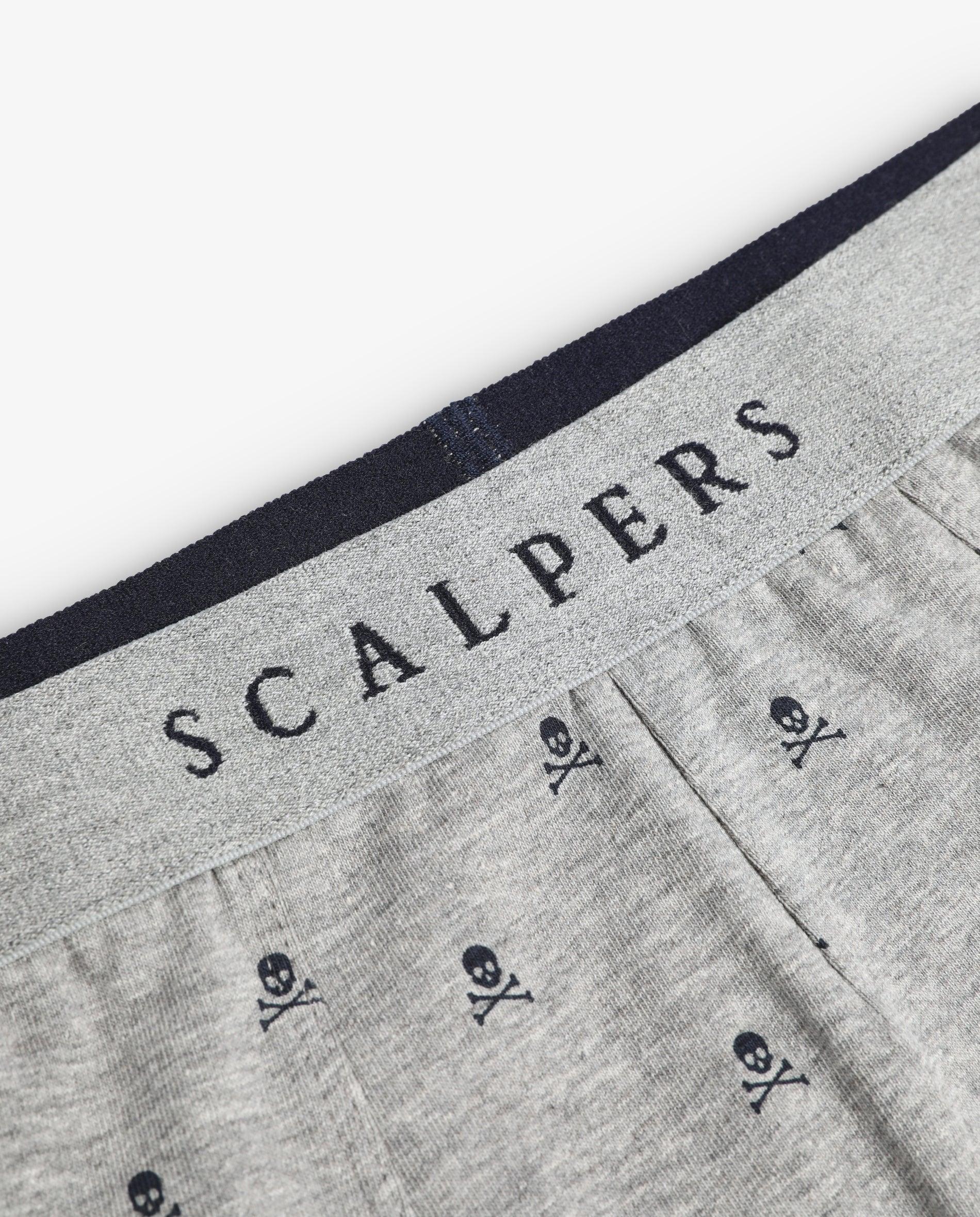 Bóxer de punto de hombre de algodón elástico con calaveras - Scalpers - Gris claro Gris claro-2