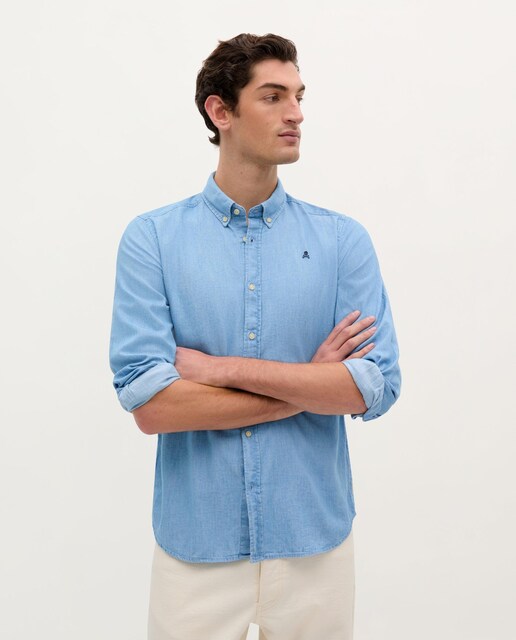 Imagen 0 de Camisa vaquera de hombre de algodón con logo bordado