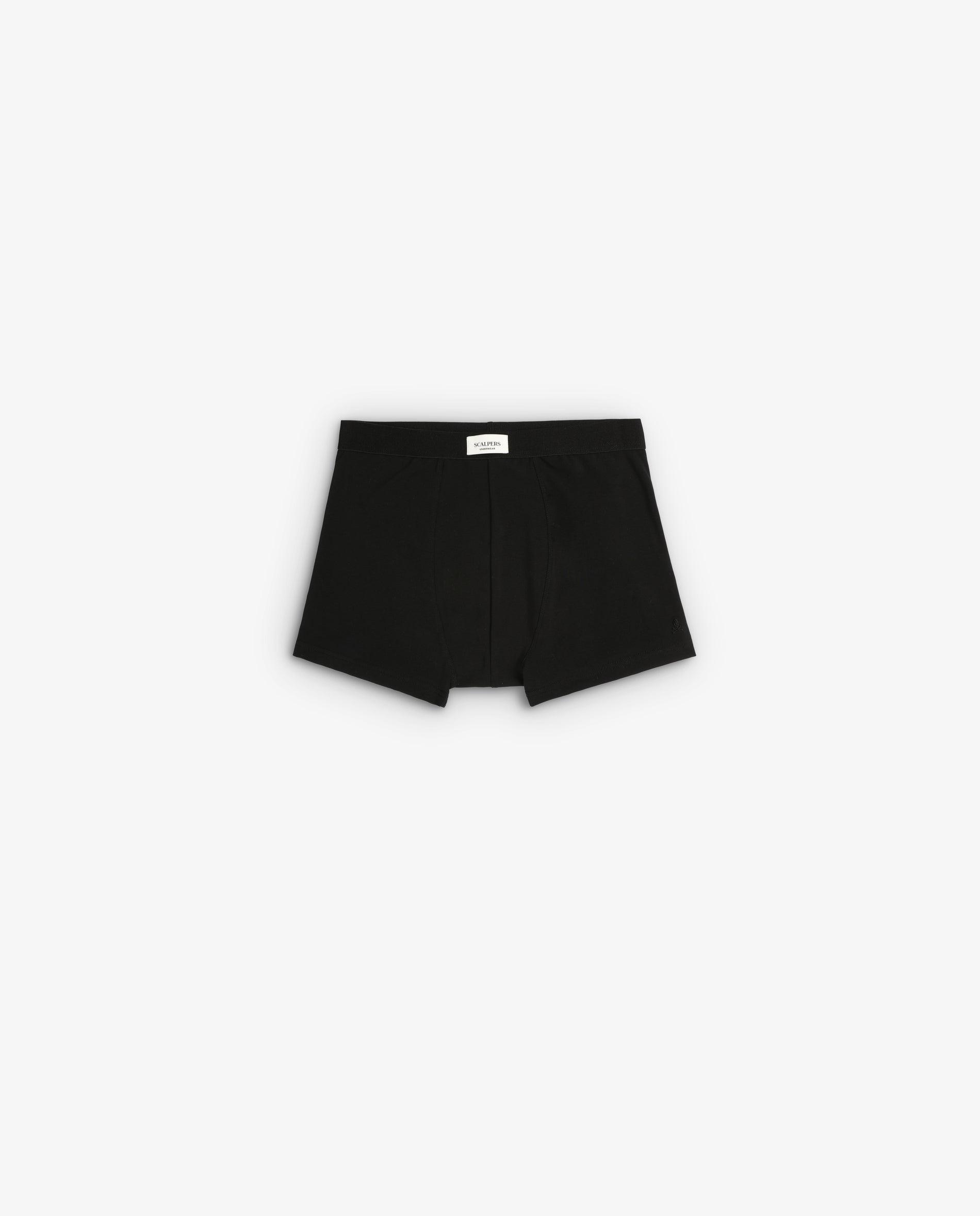 Bóxer de punto de hombre de algodón liso - Scalpers - Negro Negro-1