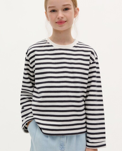 Imagen 0 de Camiseta de niña de algodón de rayas