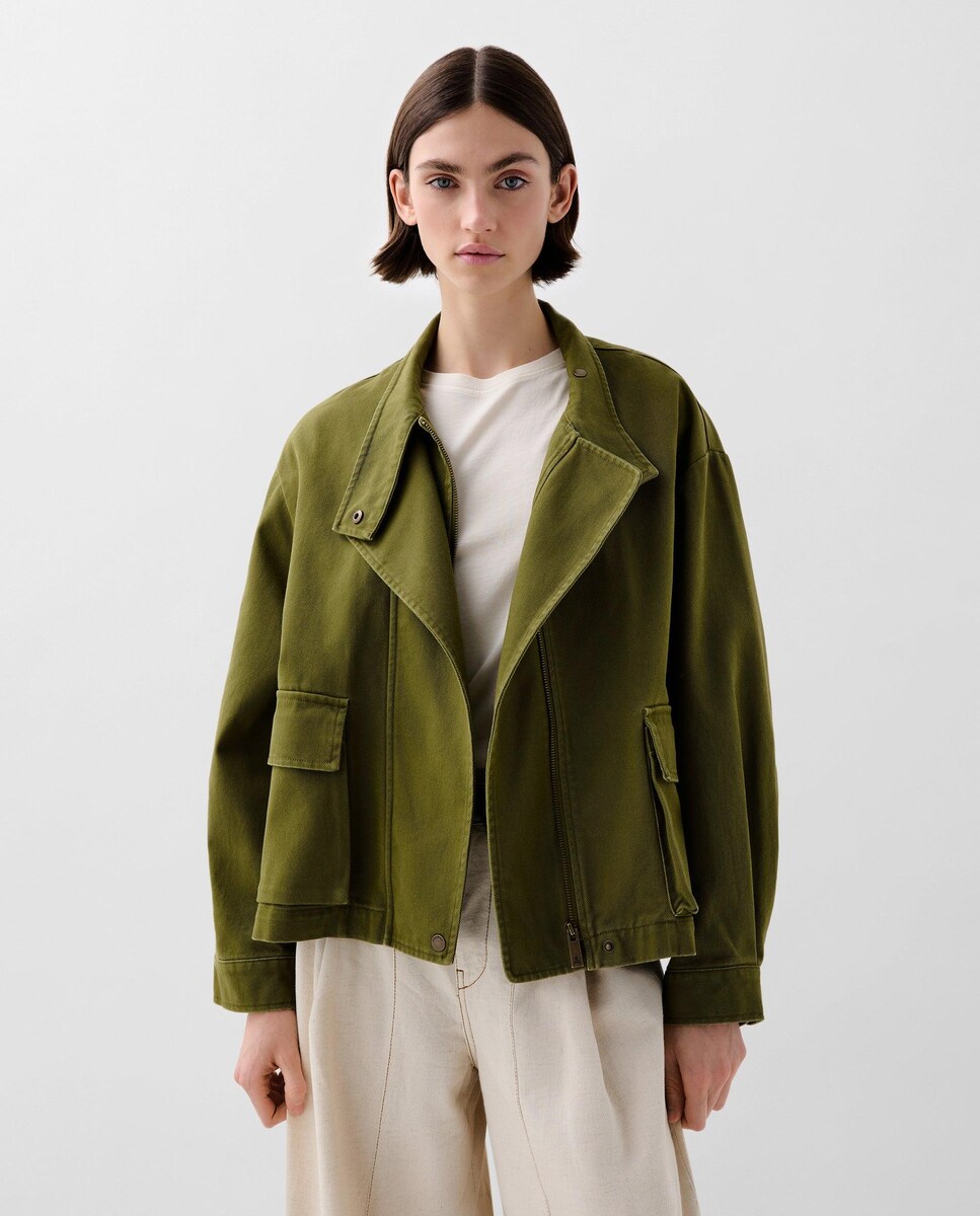 Chaqueta Abrigo Scalpers Abrigo Verde Scalpers ABRIGO ACOLCHADO TACHAS