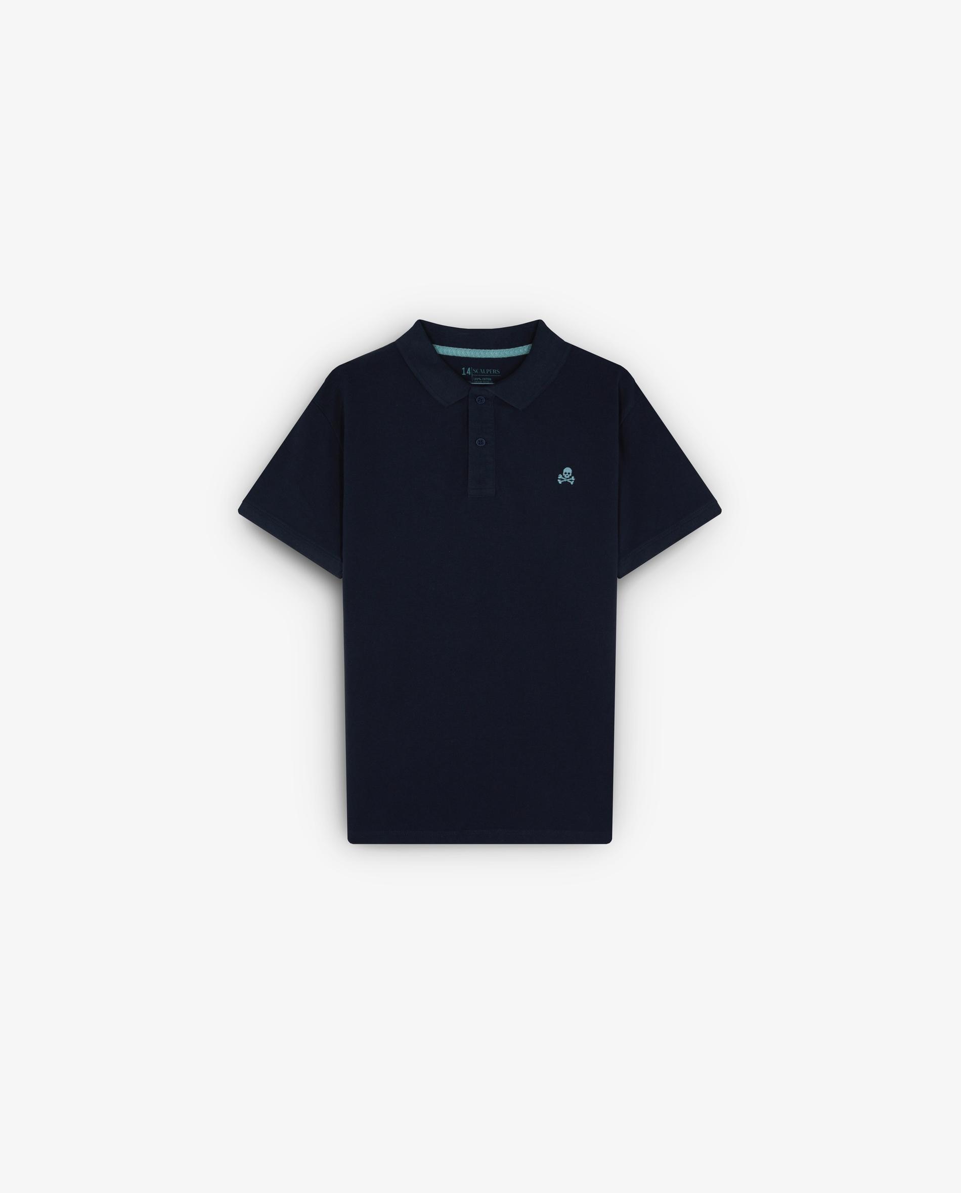 Polo de niño de manga corta con calavera bordada - Scalpers - Azul marino Azul marino-1