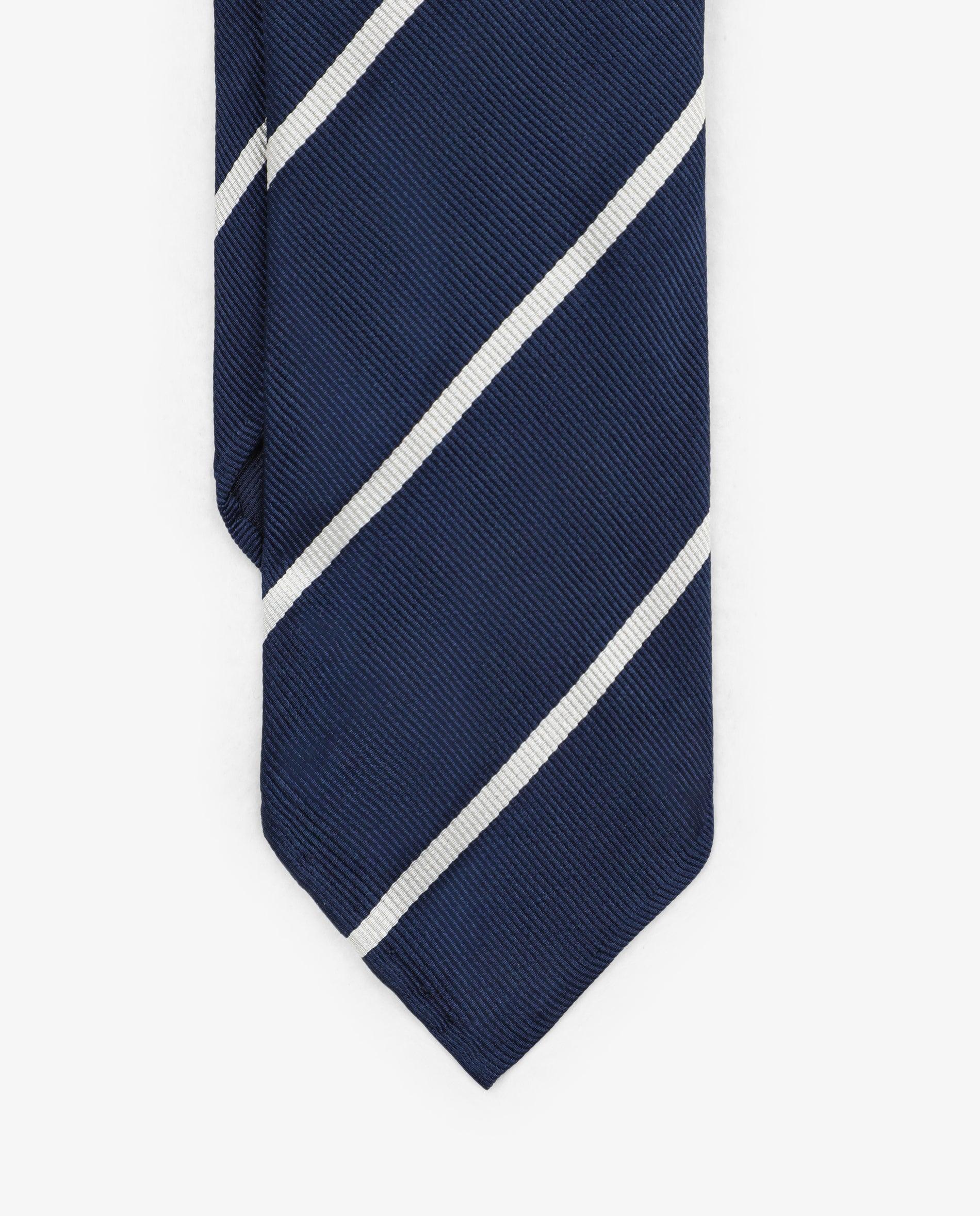 Corbata de seda con diseño de rayas - Navy Navy-2