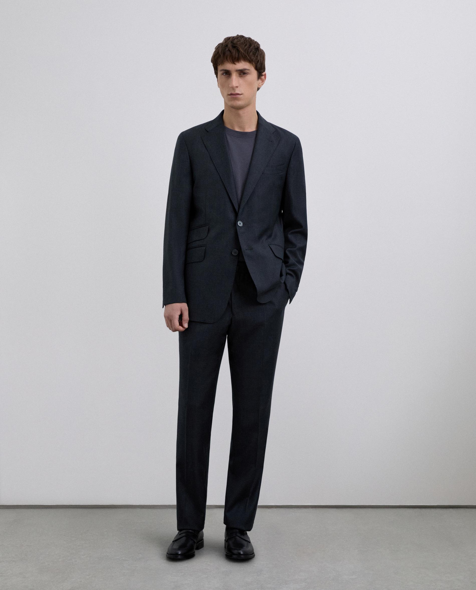 Imagen 0 de Pantalón de traje de hombre de lana de corte recto Gris oscuro