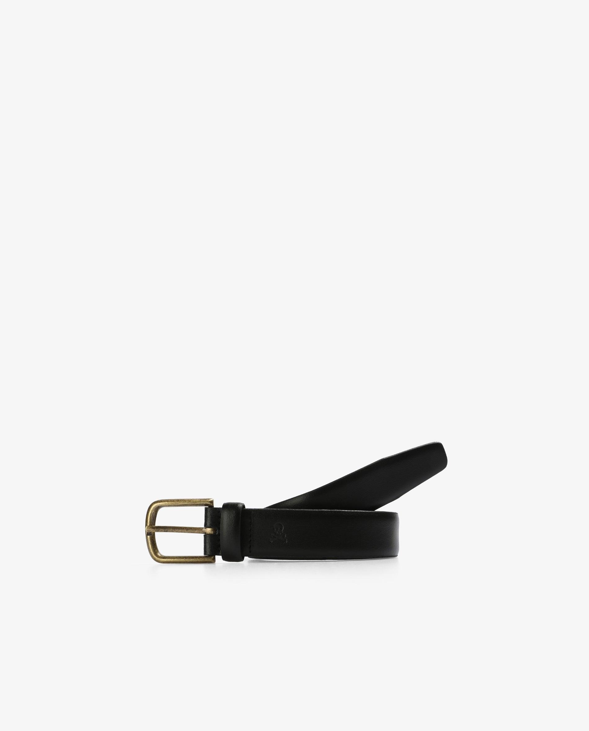 Cinturón de piel de hombre con hebilla metálica - Negro Negro-1