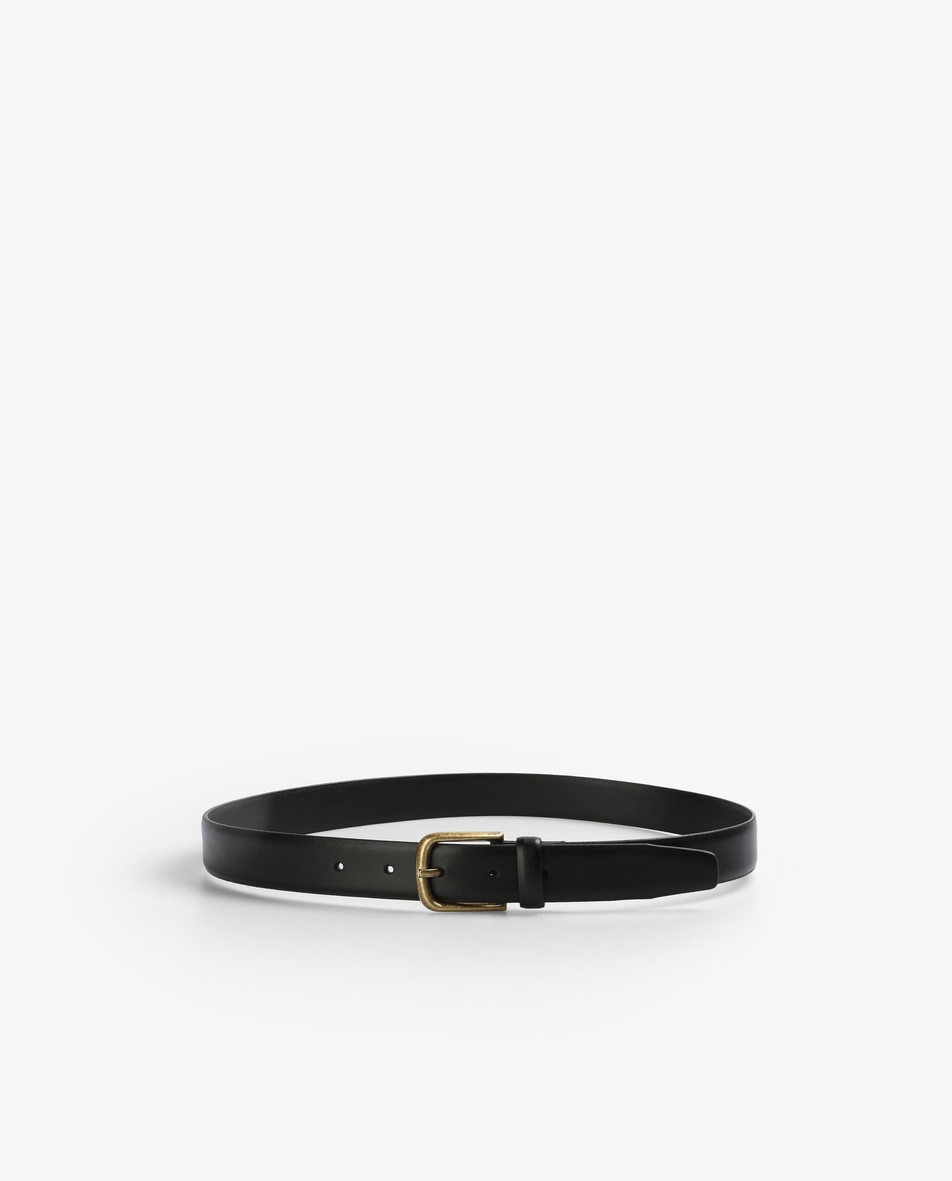 Cinturón de piel de hombre con hebilla metálica - Negro Negro-2