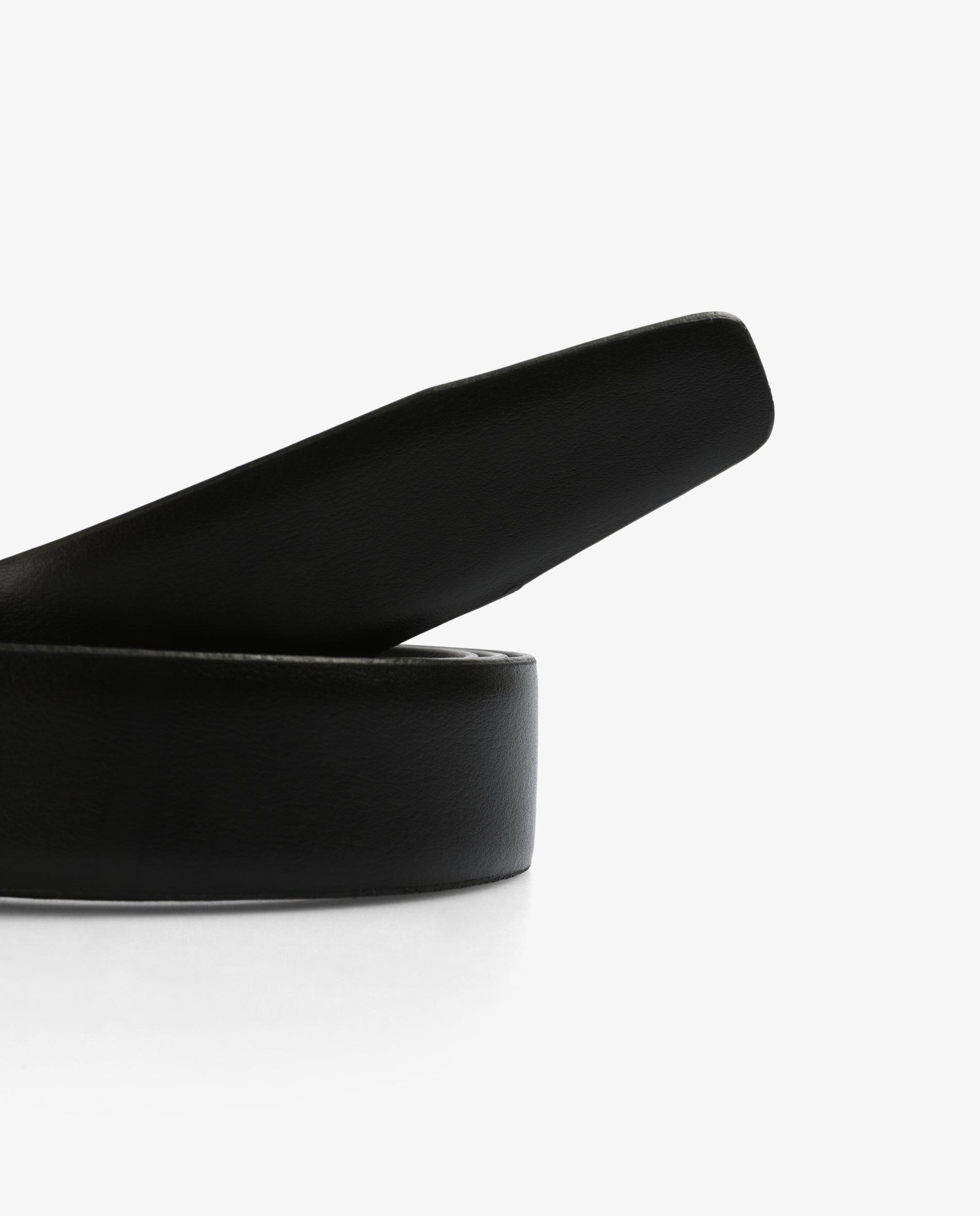 Cinturón de piel de hombre con hebilla metálica - Negro Negro-3
