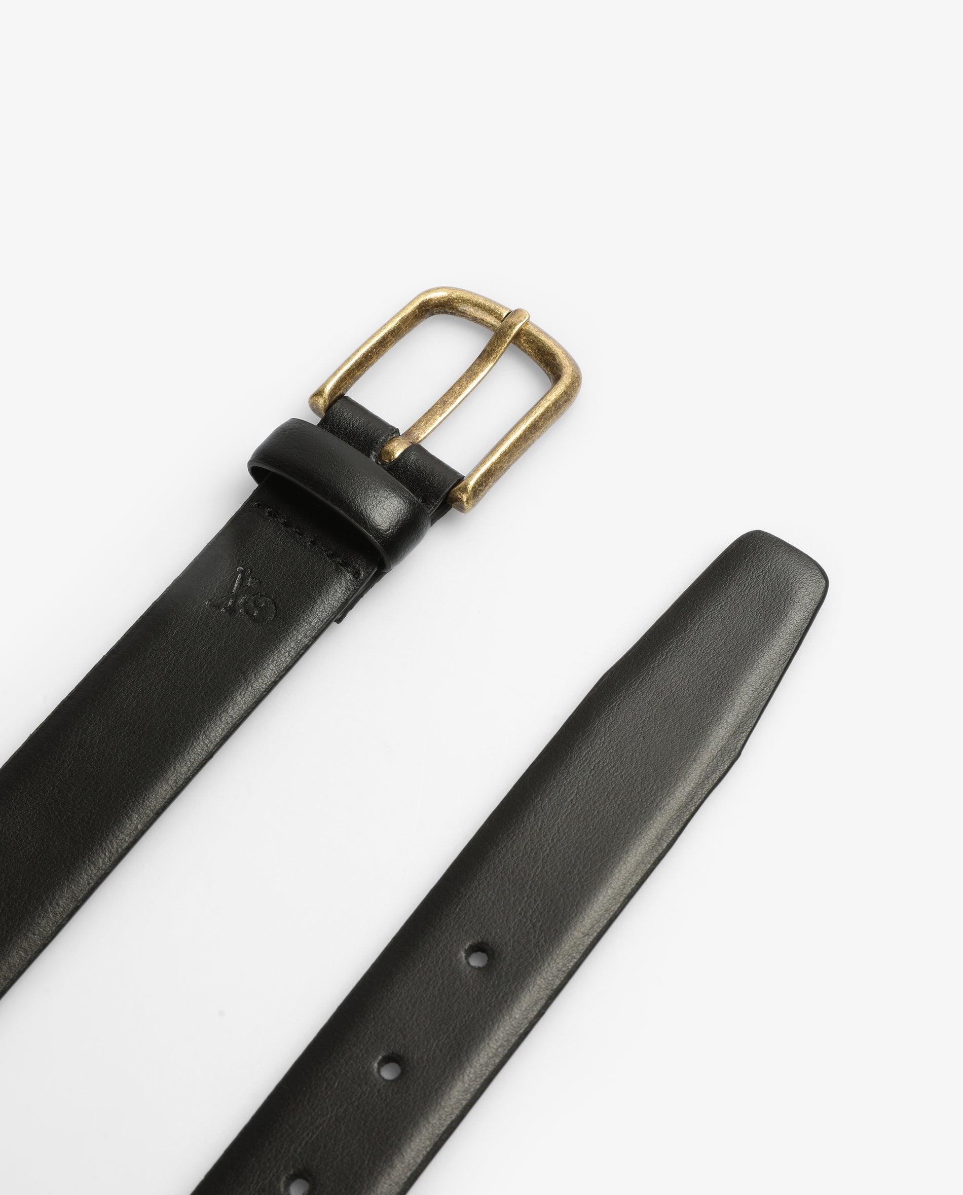 Cinturón de piel de hombre con hebilla metálica - Negro Negro-4