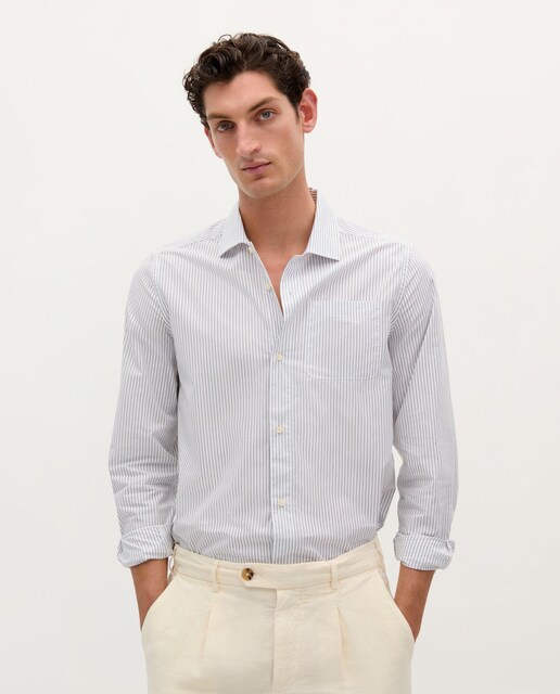 Imagen 0 de Camisa de hombre de algodón de rayas