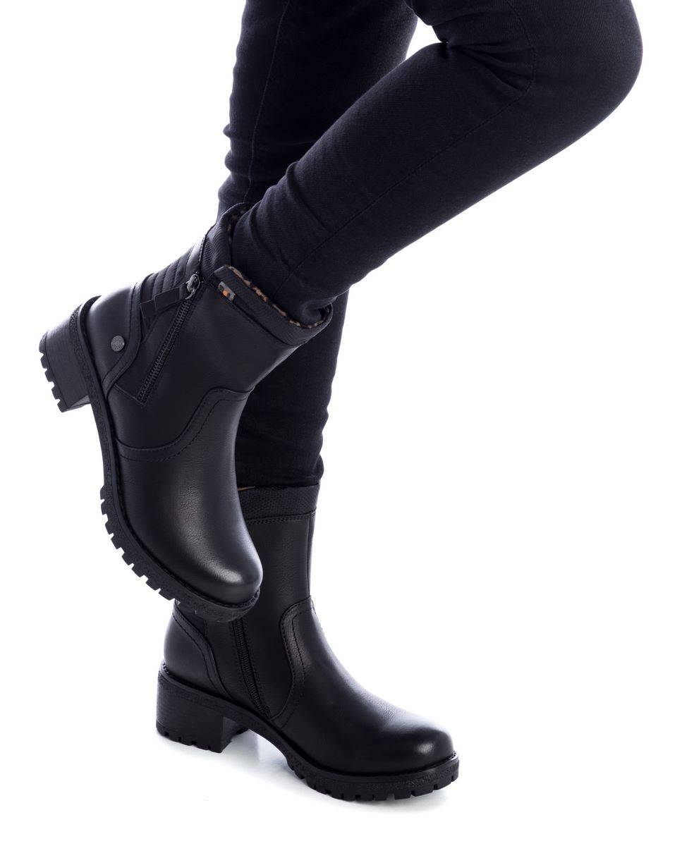 Botines de mujer sin cordones y cremallera lateral - Refresh - Negro Negro-2