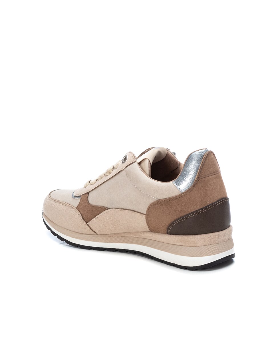 Zapatillas deportivas de mujer color beige con cierre de