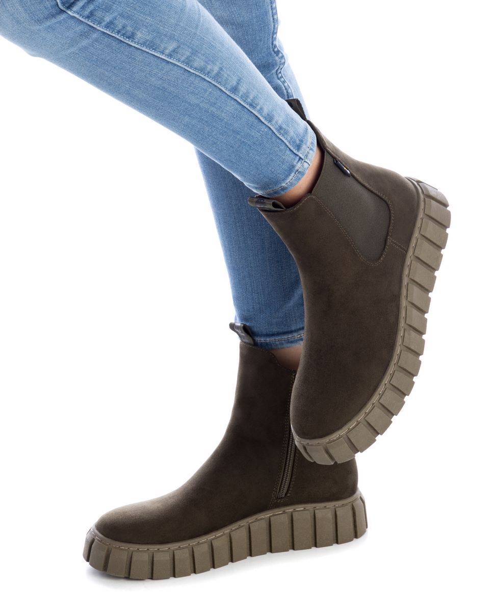Botines de mujer chelsea de antelina - Refresh - Kaki Kaki-2
