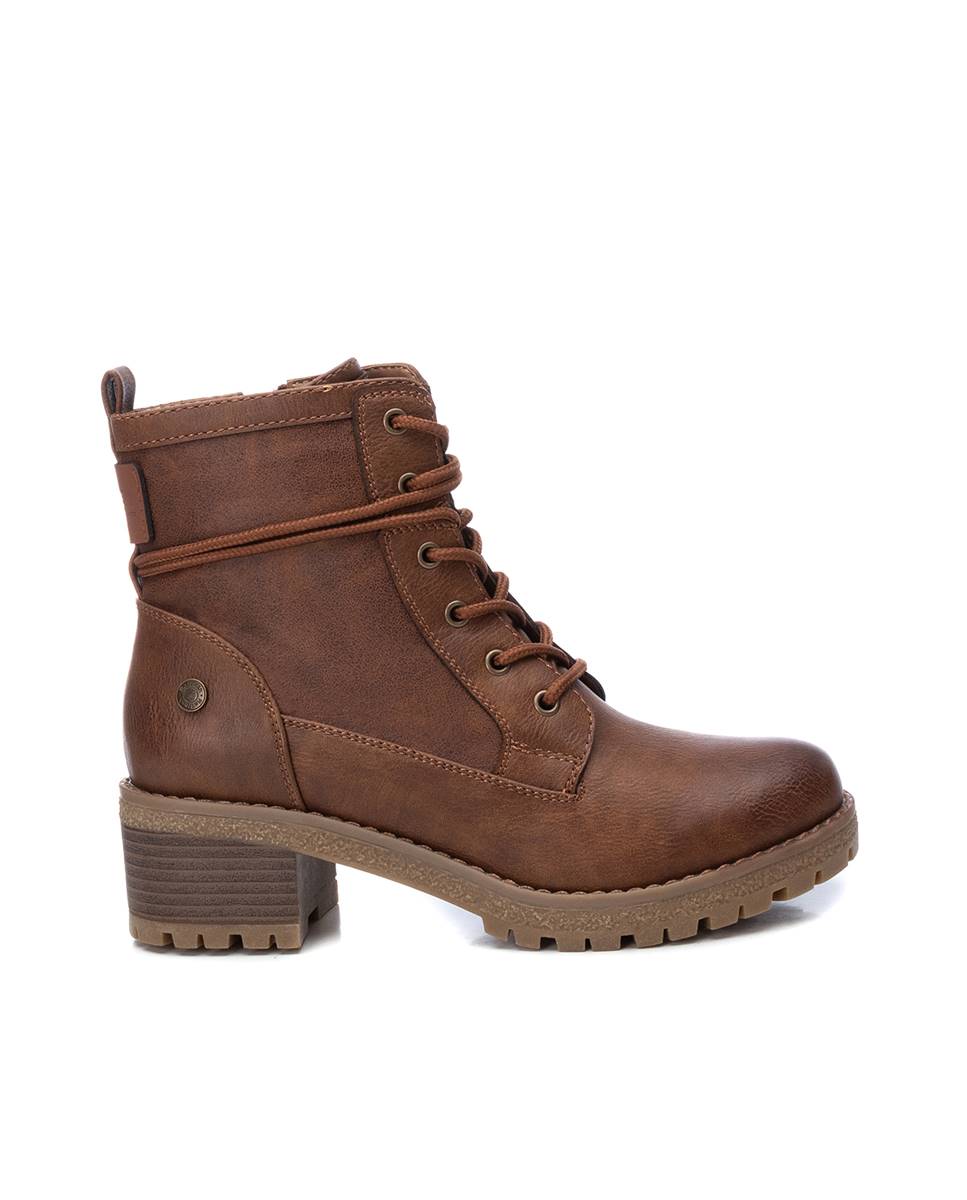 Imagen 0 de Botines de mujer estilo militar con cremallera lateral Camel