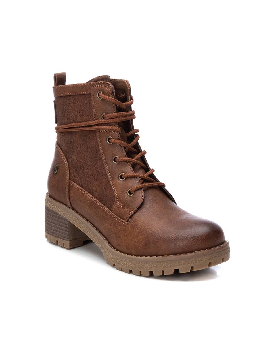 Botines de mujer estilo militar con cremallera lateral - Refresh - Camel Camel-3