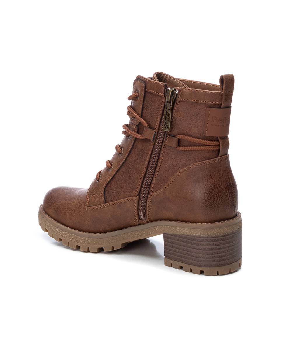 Botines de mujer estilo militar con cremallera lateral - Refresh - Camel Camel-4