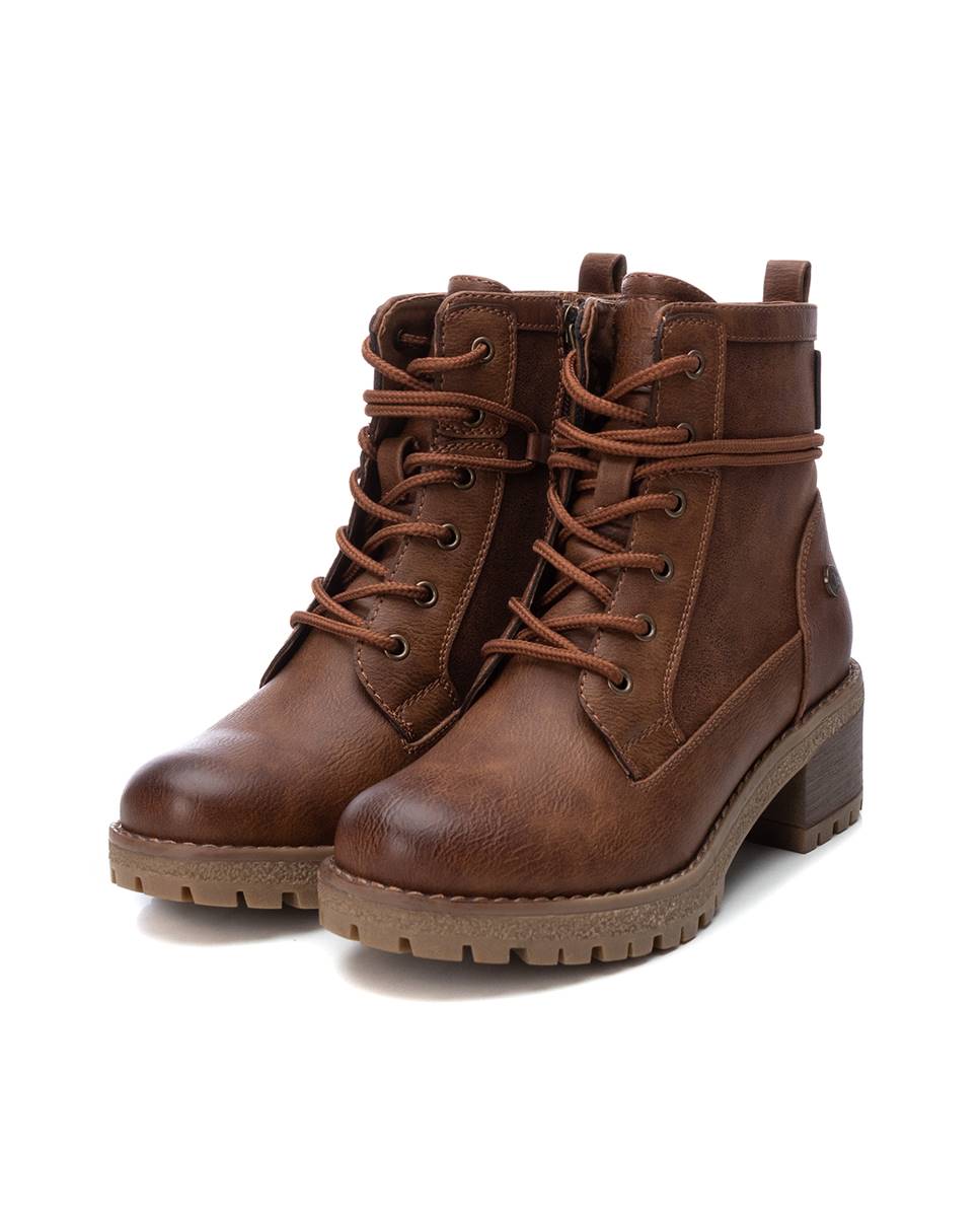 Botines de mujer estilo militar con cremallera lateral - Refresh - Camel Camel-5