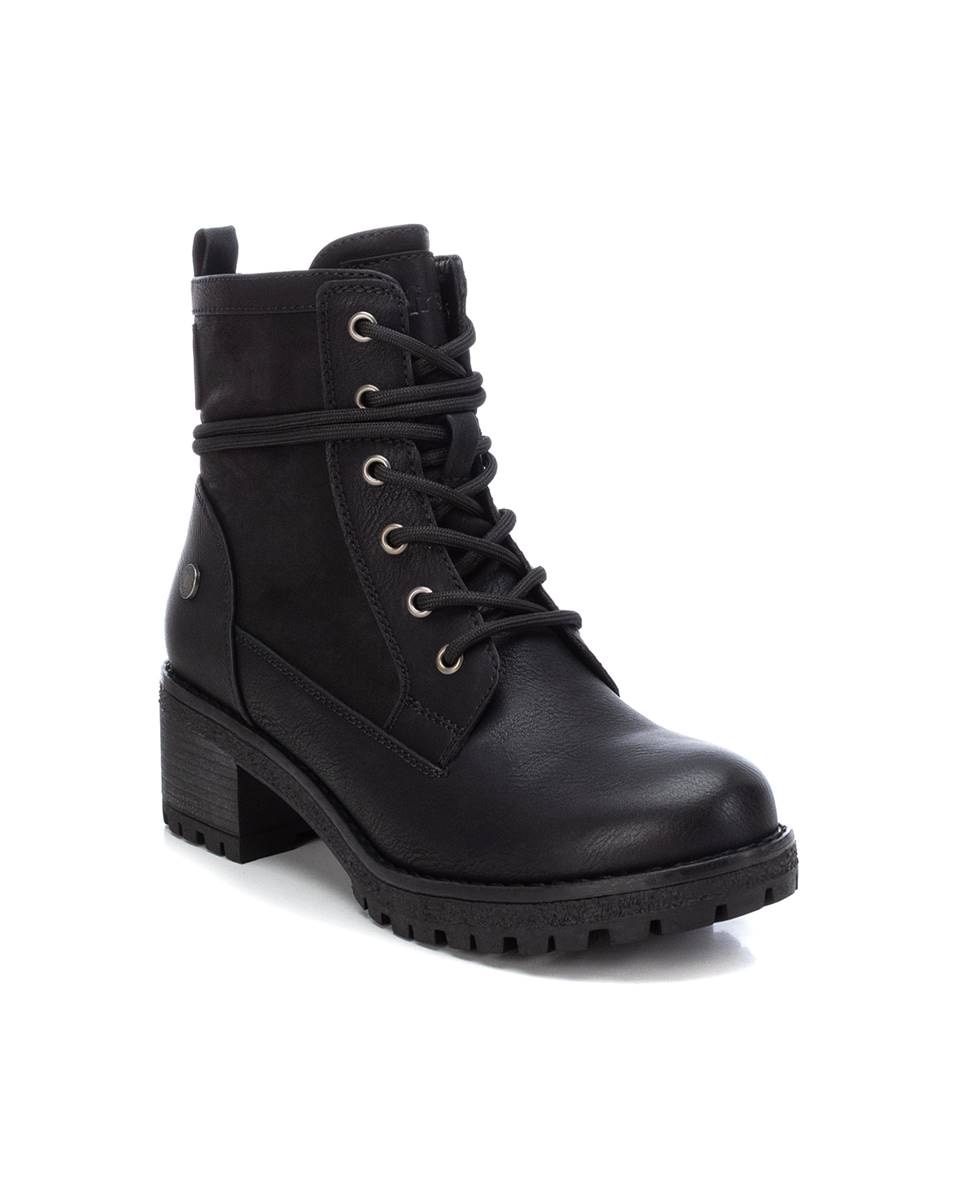 Botines de mujer estilo militar con cremallera lateral - Refresh - Negro Negro-3