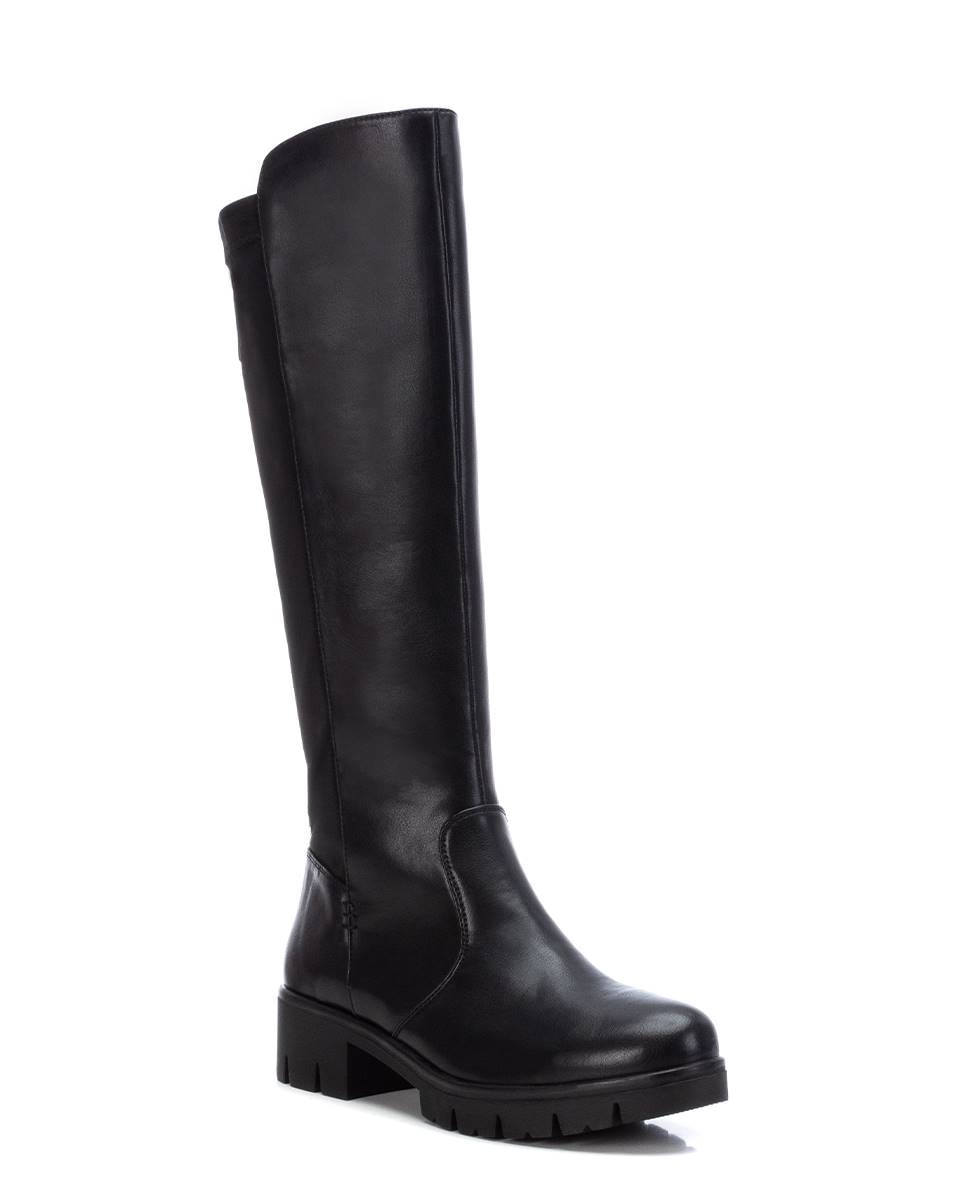 Bota con suela track de mujer elástica con cremallera lateral - Refresh - Negro Negro-3