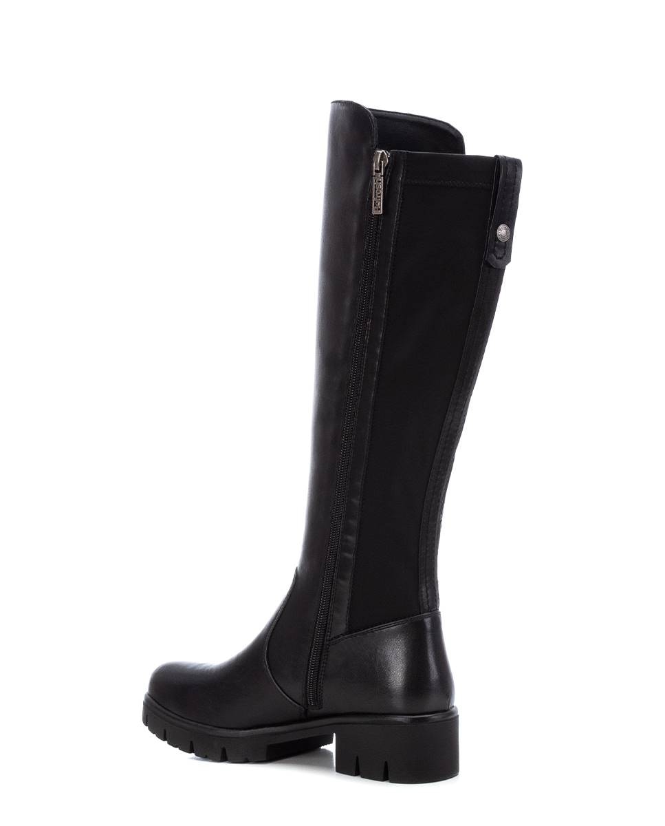 Bota con suela track de mujer elástica con cremallera lateral - Refresh - Negro Negro-4