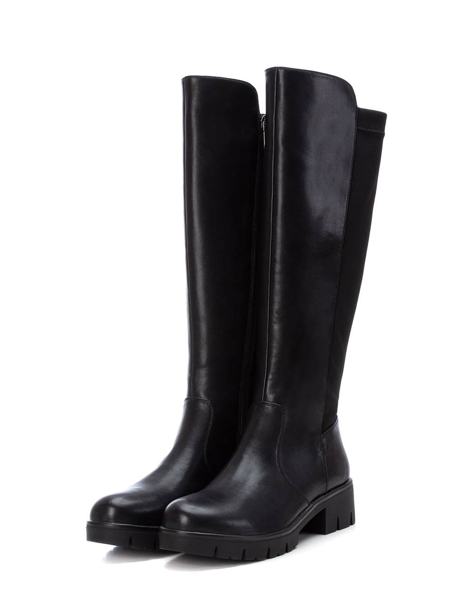 Bota con suela track de mujer elástica con cremallera lateral - Refresh - Negro Negro-5