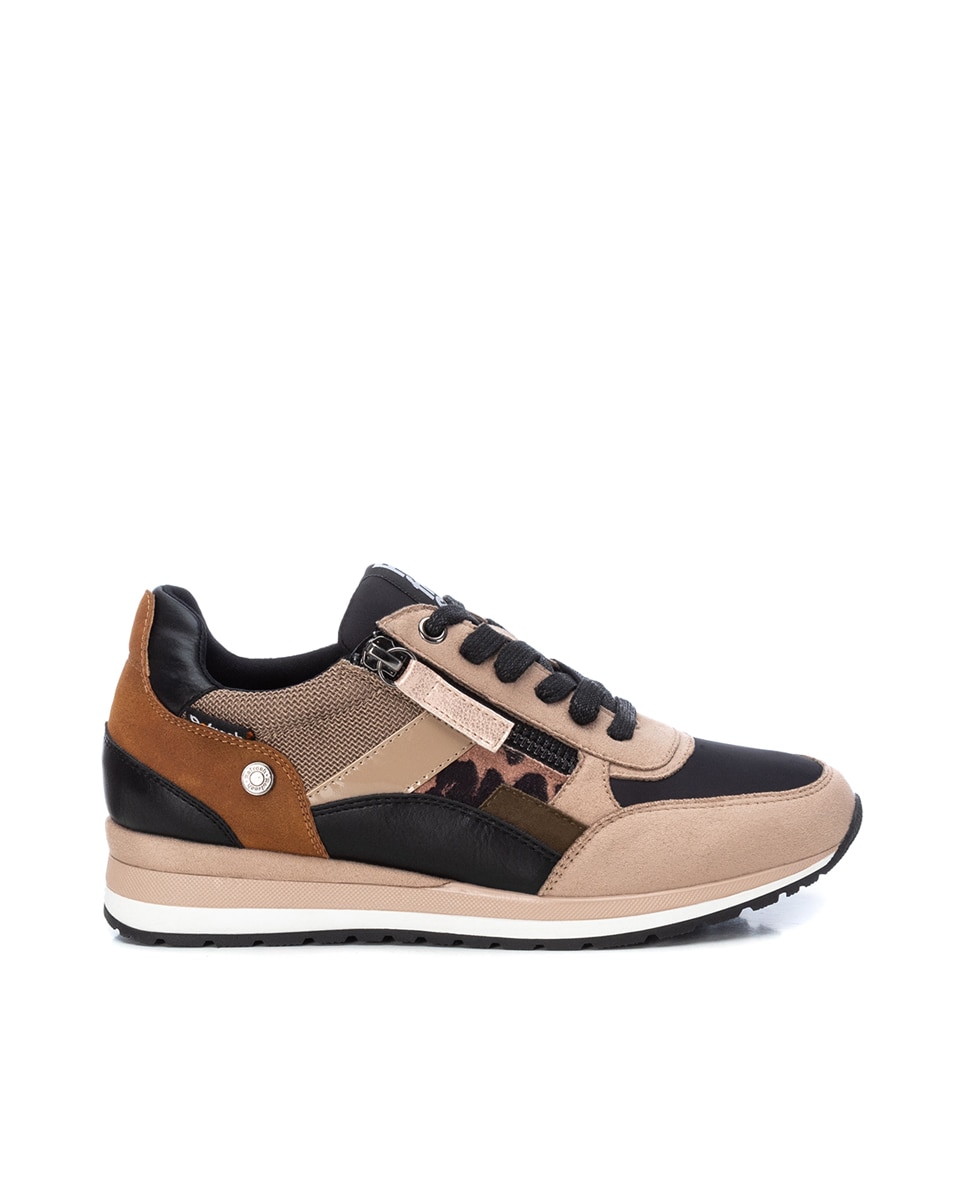 Zapatilla de mujer de piel con cordones - Refresh - Marrón Marrón-1