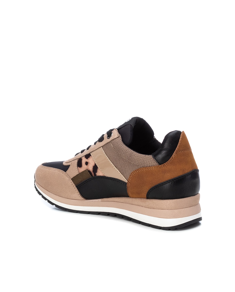 Zapatilla de mujer de piel con cordones - Refresh - Marrón Marrón-3