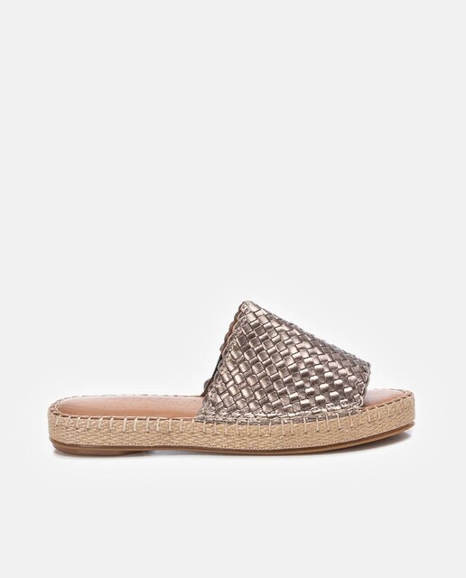 Imagen 0 de Sandalias planas de mujer de piel con suela de yute