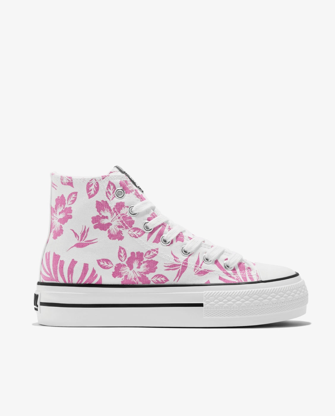 Break and Walk - Zapatillas de lona de mujer abotinadas estampado hawaiano al sol.