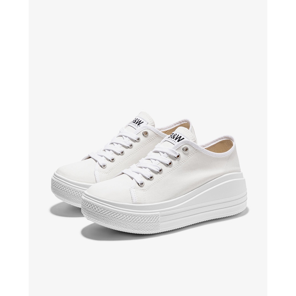Zapatillas de lona de mujer blancas con cuña - Blanco Blanco-2