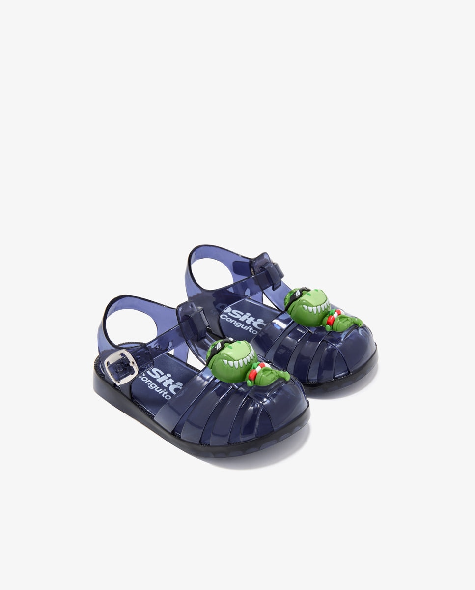 Cangrejeras de bebé con cierre de hebilla en azul - Conguitos - Azul marino Azul marino-2
