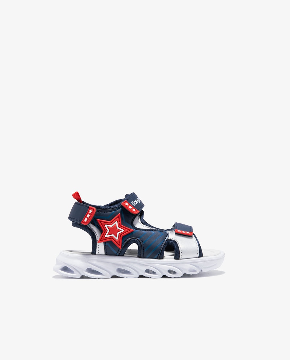 Sandalias abiertas de niños estilo deportivo y estampado de estrella - Conguitos - Azul marino Azul marino-1