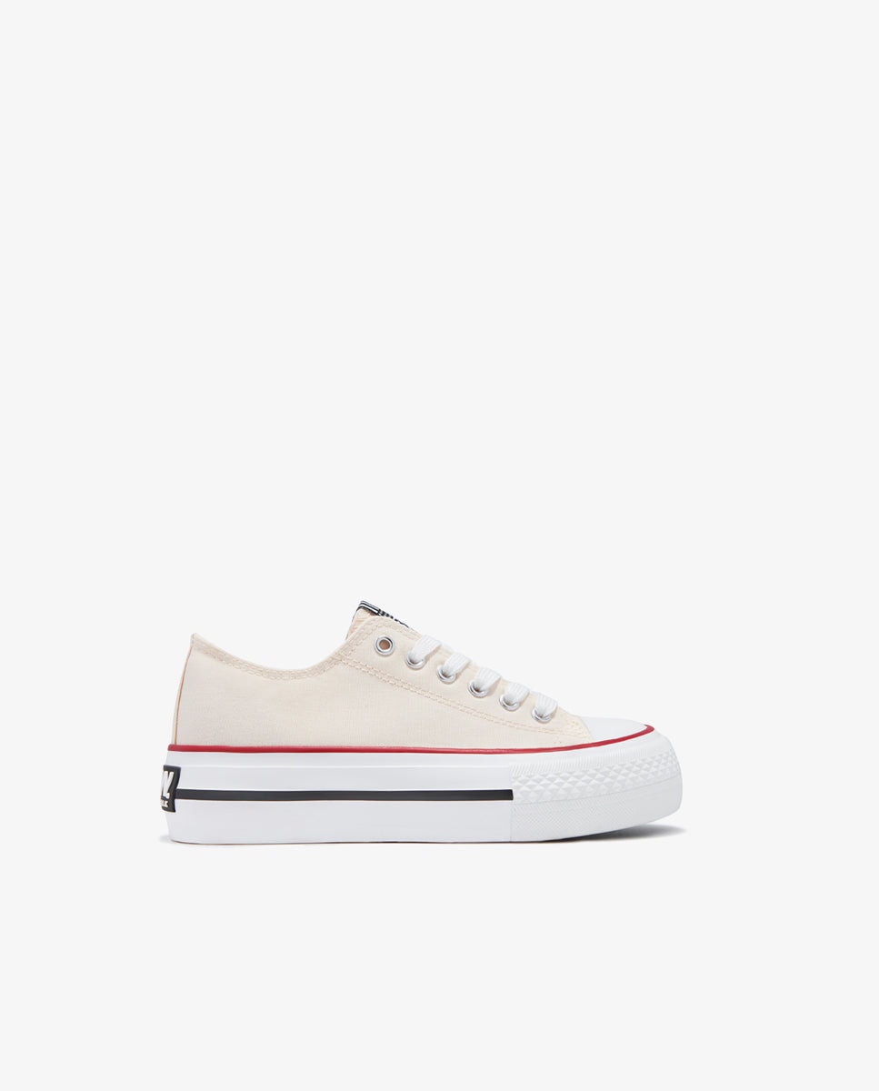 Zapatillas bajas de niños de lona con plataforma B&W Beige Conguitos Beige-1