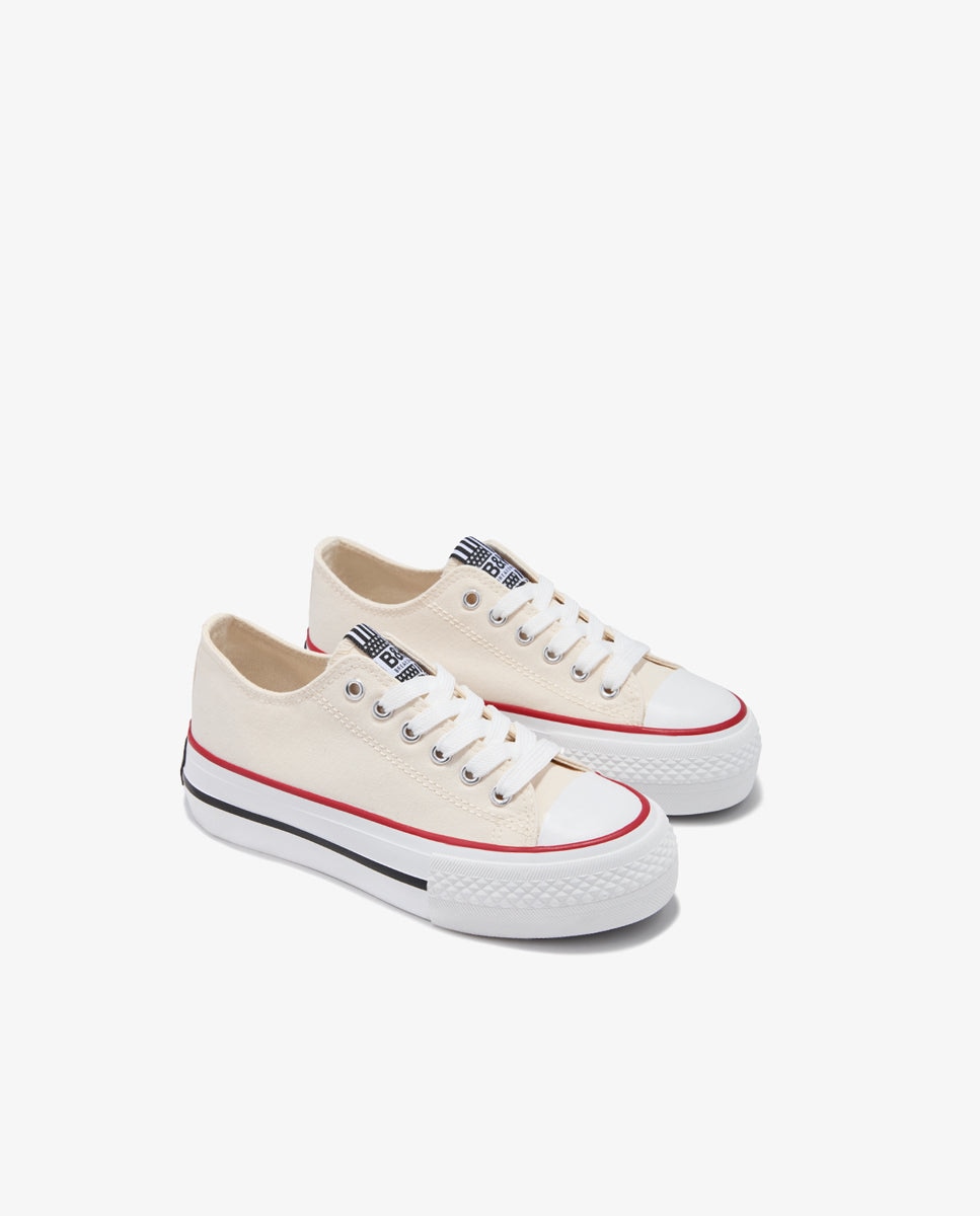 Zapatillas bajas de niños de lona con plataforma B&W Beige Conguitos Beige-2