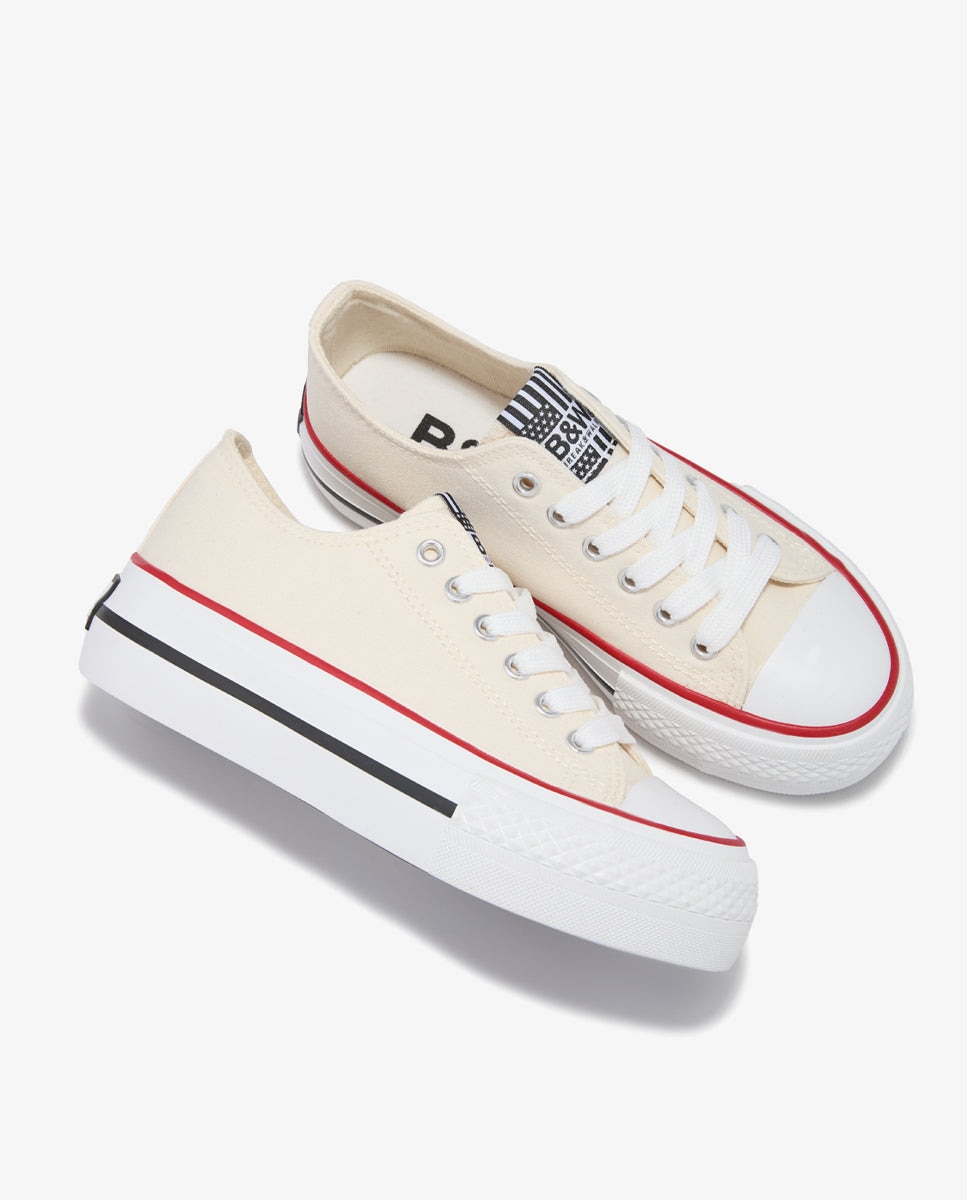 Zapatillas bajas de niños de lona con plataforma B&W Beige Conguitos Beige-3