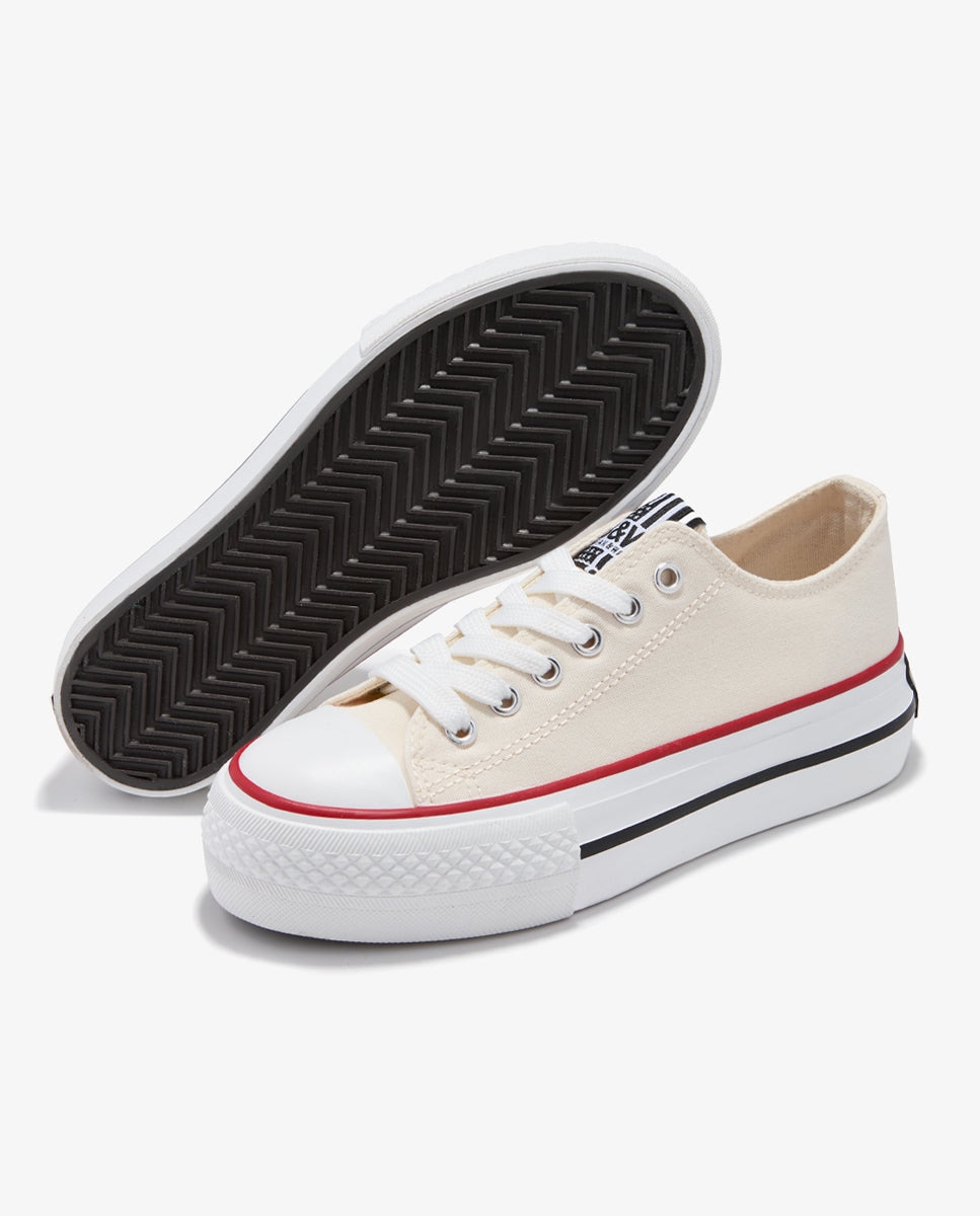 Zapatillas bajas de niños de lona con plataforma B&W Beige Conguitos Beige-4