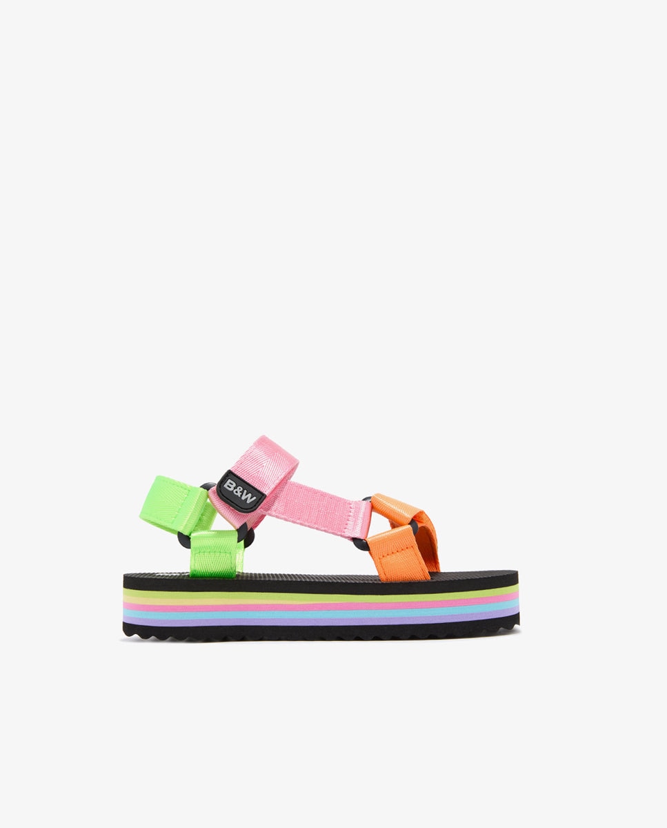 Imagen 0 de Sandalias de niña con plataforma y cierre adherente en multicolor b&w Multicolor