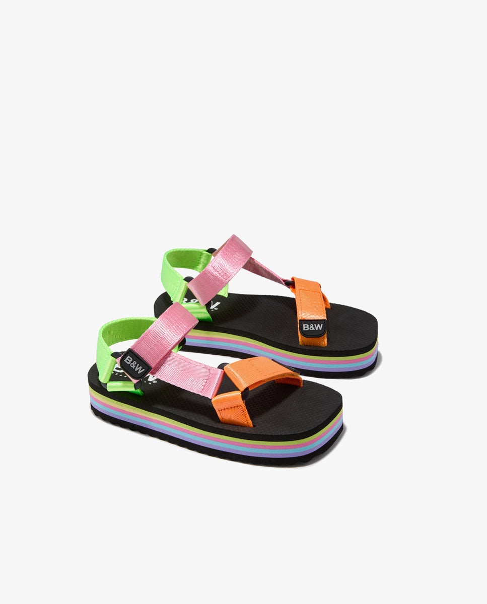 Sandalias de niña con plataforma y cierre adherente en b&w - Conguitos - Multicolor Multicolor-2
