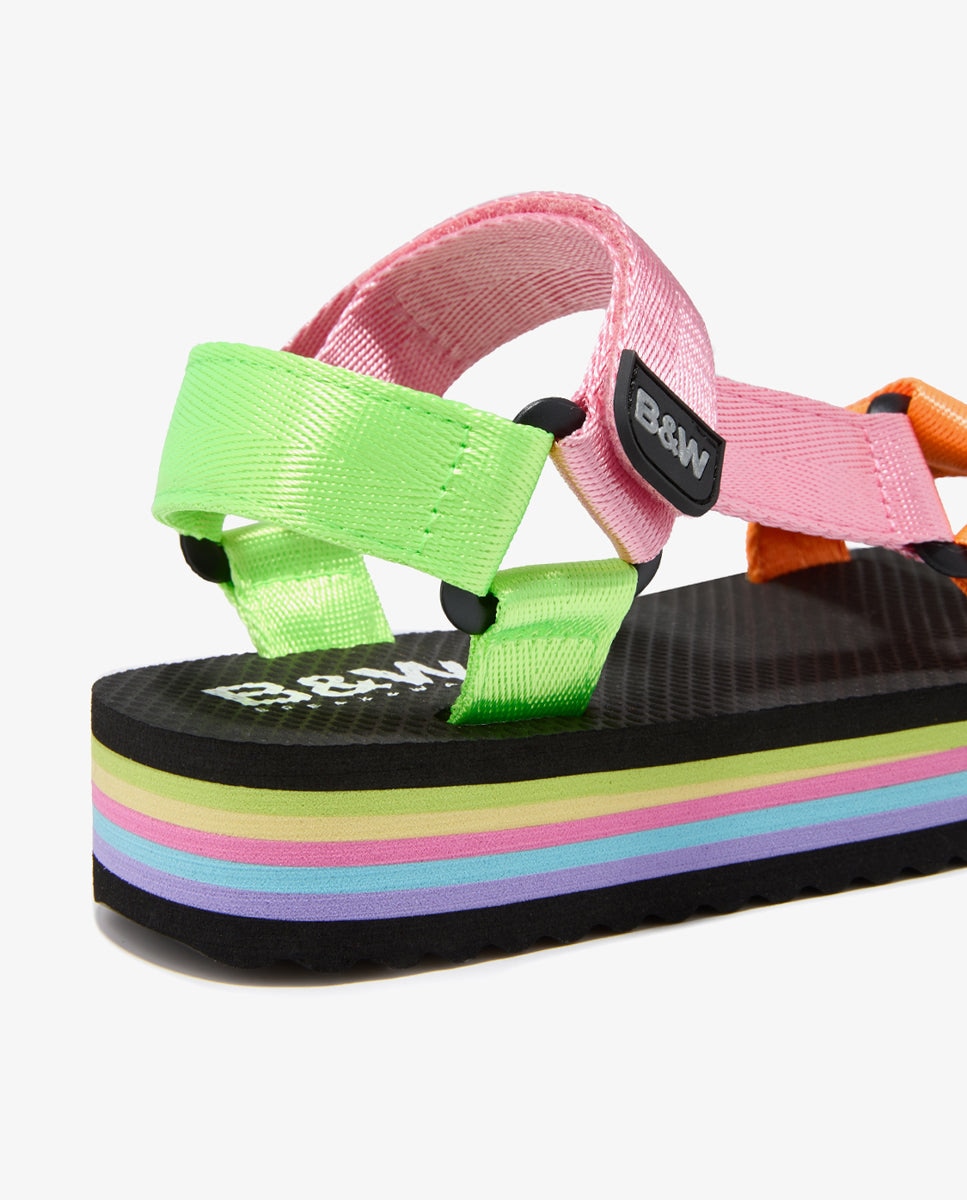 Sandalias de niña con plataforma y cierre adherente en b&w - Conguitos - Multicolor Multicolor-3