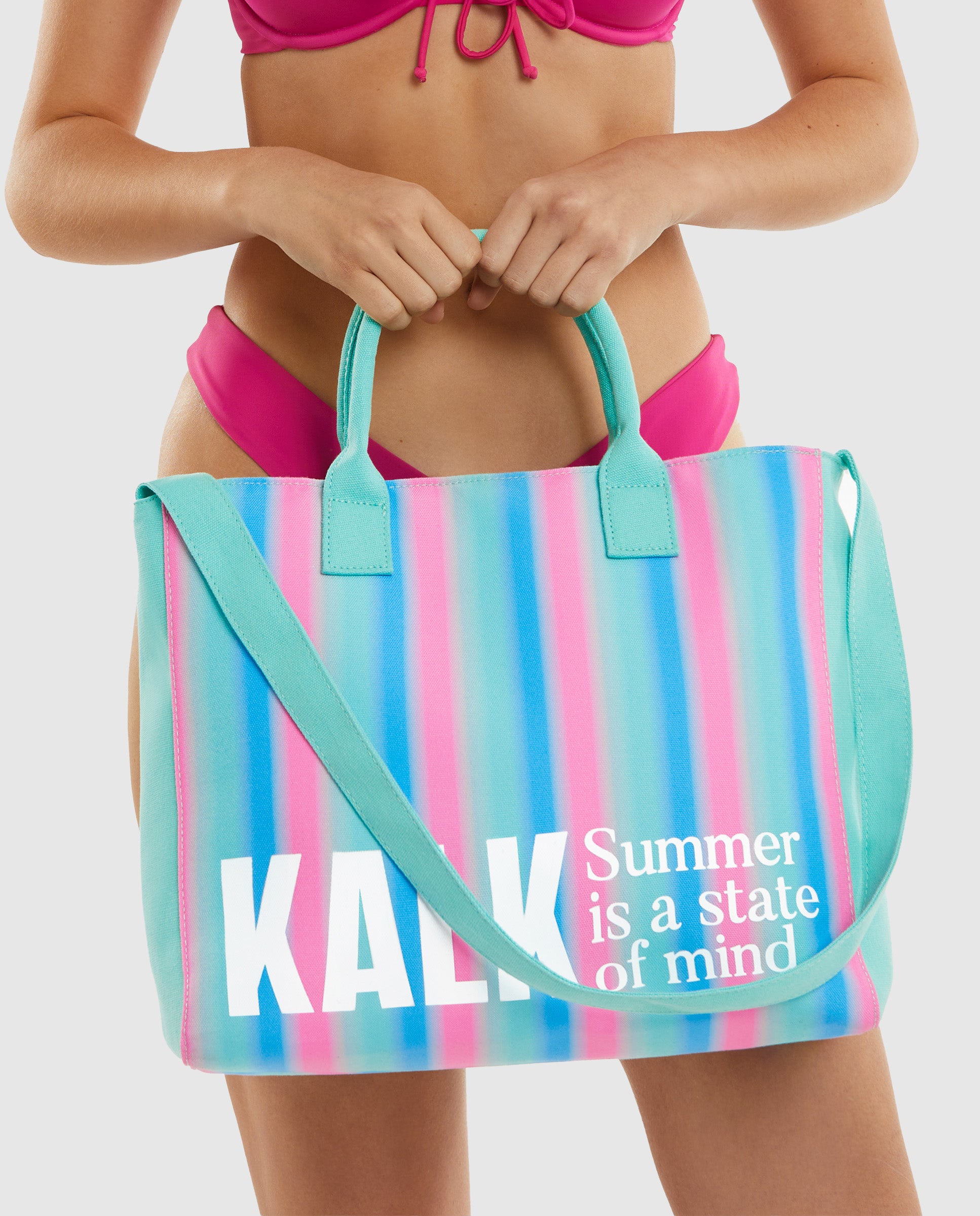Bolso de playa Marea mermaid estampado con doble asa - Kalk - Azul claro Azul claro-3