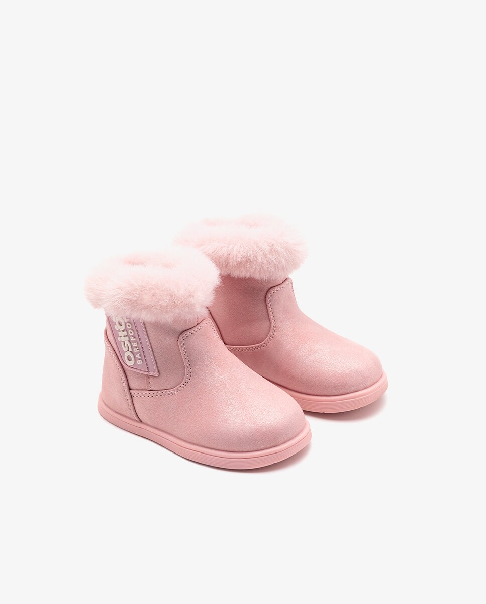 Botas de bebé con cinturón de pelo exterior y suela flexible