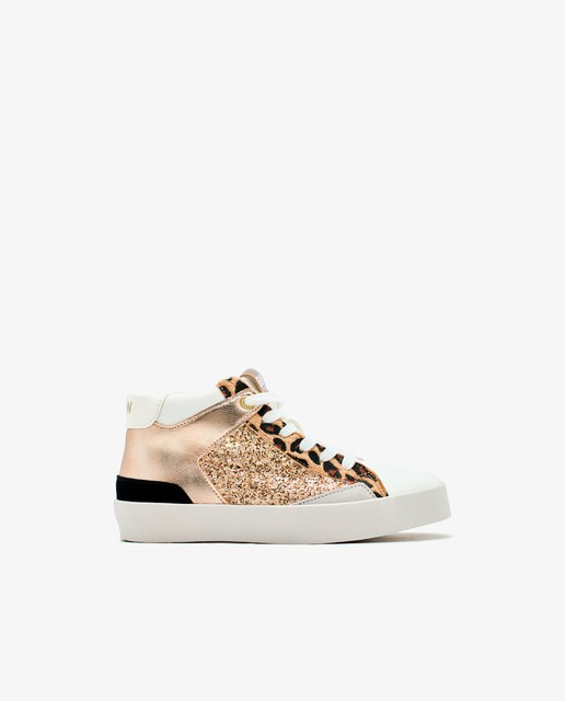 Imagen 0 de Zapatillas altas de niños efecto glitter estampado leopardo
