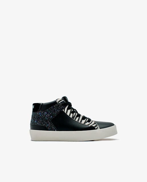 Imagen 0 de Zapatillas altas de niños efecto glitter estampado cebra