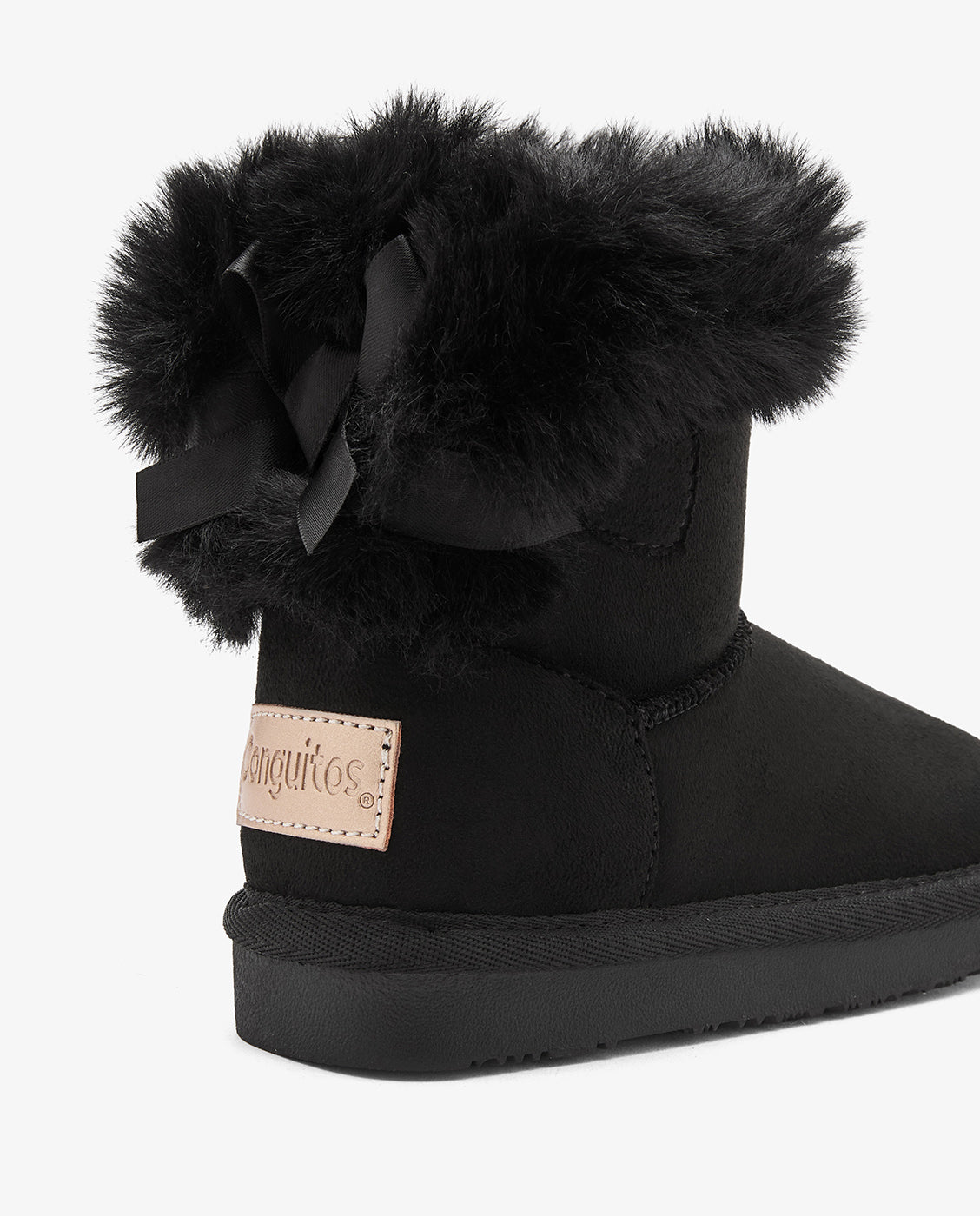 Botas de niña estilo australiana con lazo, forro de pelo e impermeables - Conguitos - Negro Negro-4