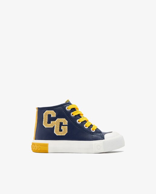 Imagen 0 de Zapatillas altas de niños en azul marino y logo en amarillo
