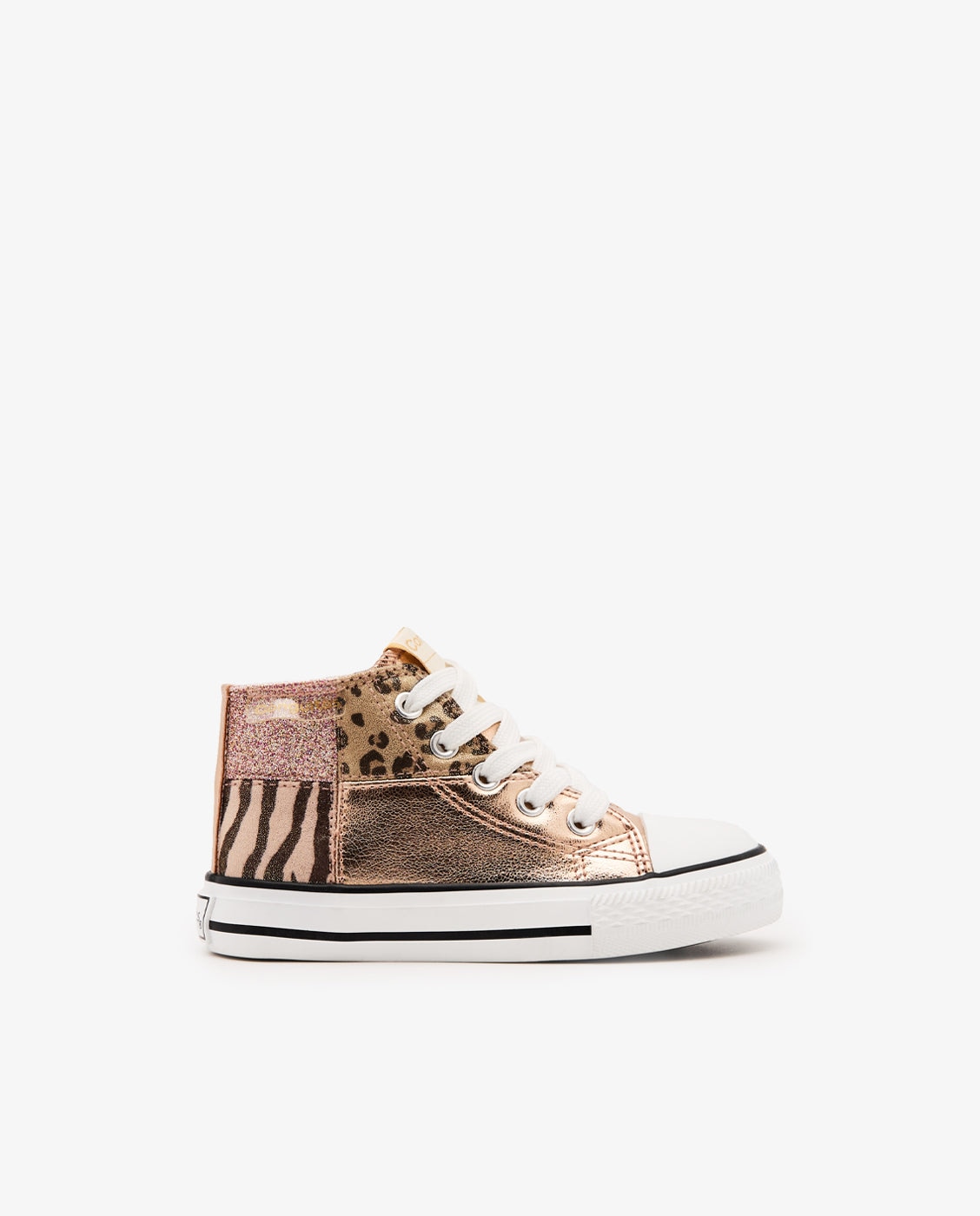 Zapatillas altas de niños con acabado patchwork y animal print - Conguitos - Oro Oro-1