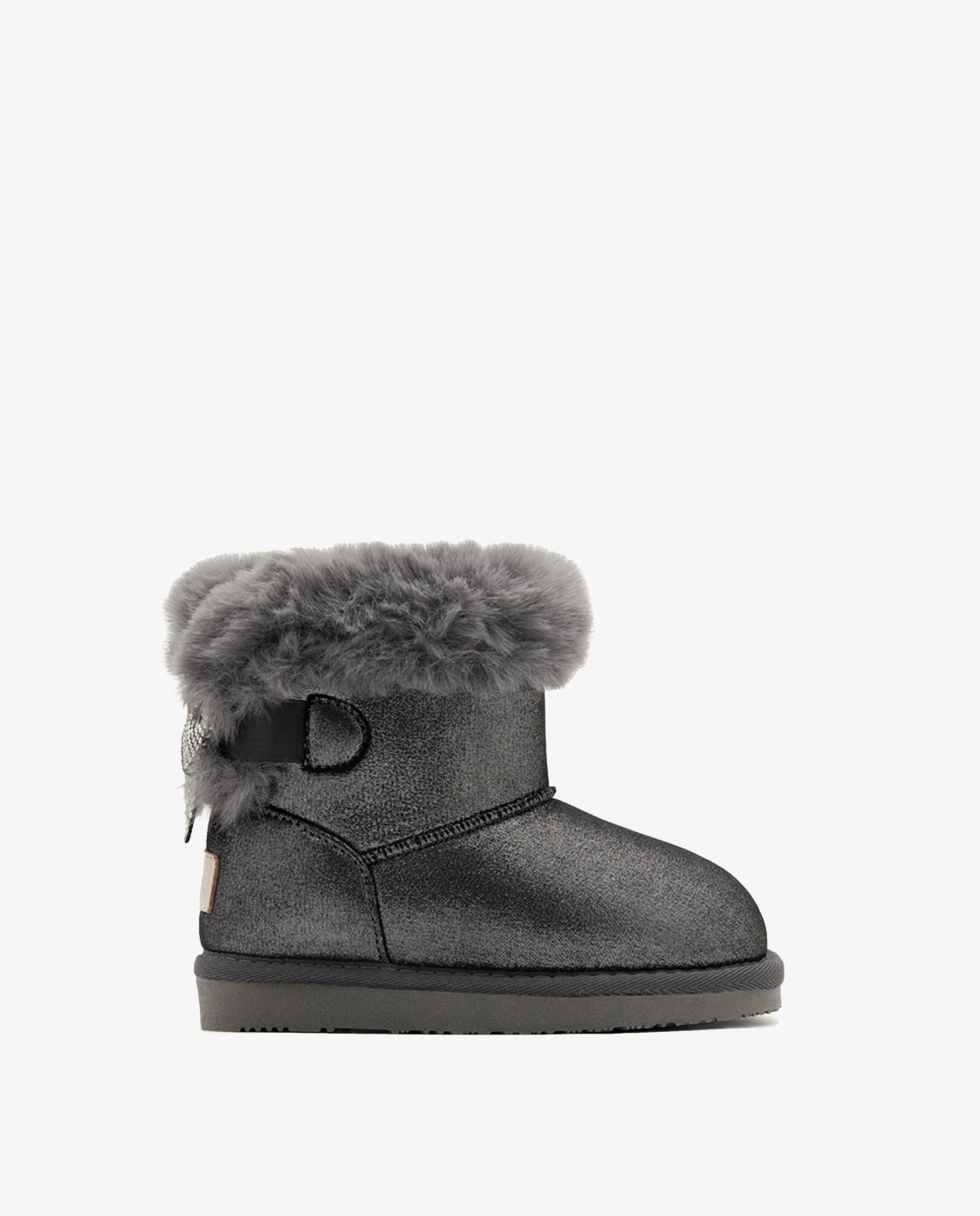 Botas de niña estilo australianas con cinturón de pelo - Conguitos - Beige Gris oscuro-1