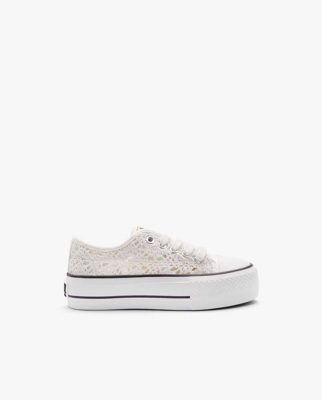 Zapatillas bajas de niña diseño ganchillo negro - Conguitos - Blanco Blanco-1