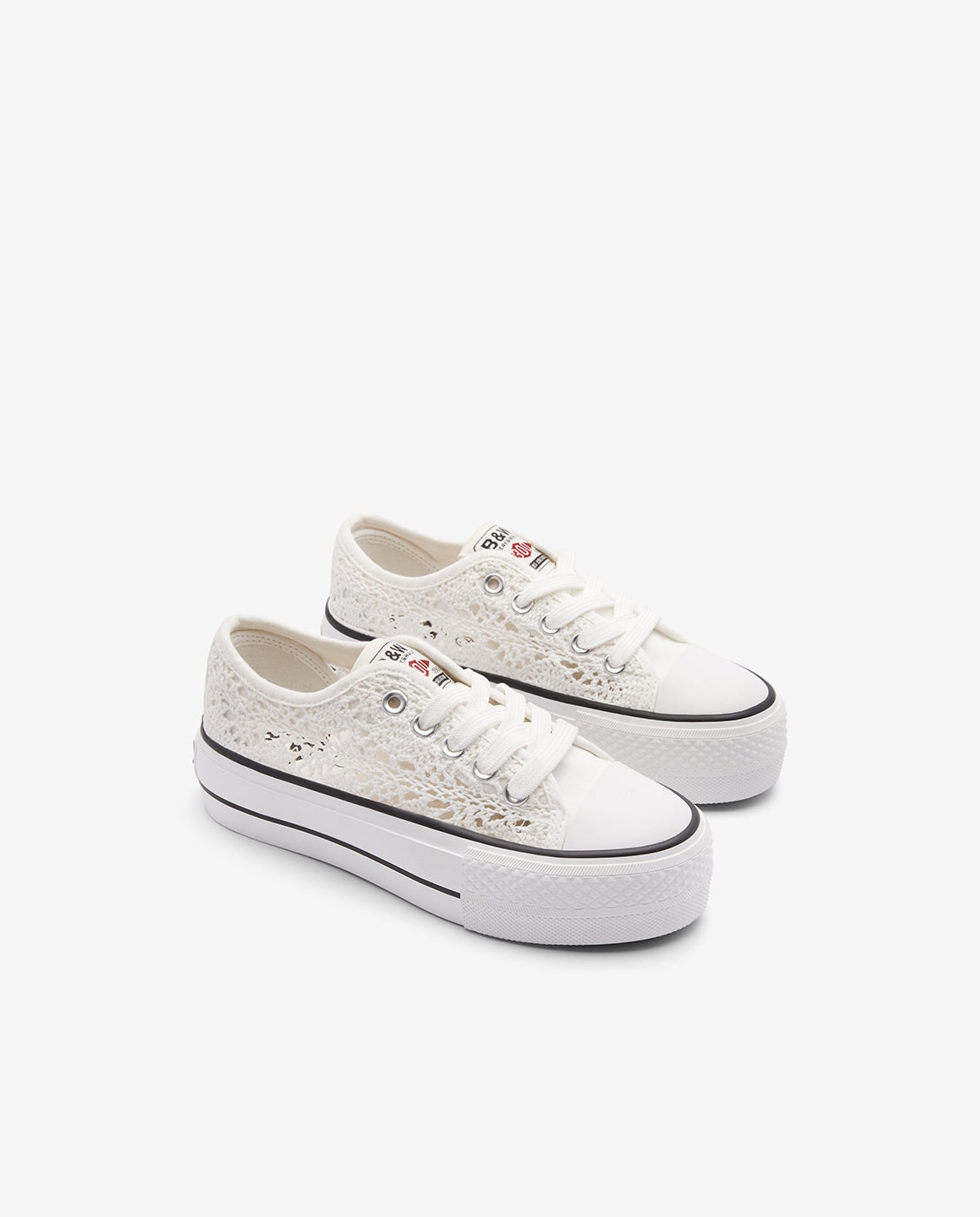 Zapatillas bajas de niña diseño ganchillo negro - Conguitos - Blanco Blanco-2