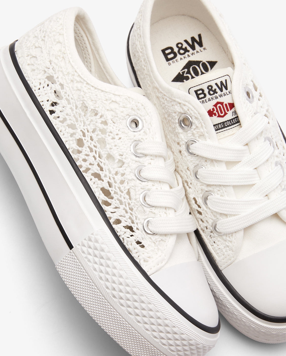 Zapatillas bajas de niña diseño ganchillo negro - Conguitos - Blanco Blanco-3