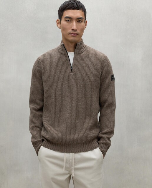 Imagen 0 de Jersey de hombre de punto grueso y ajuste de cremallera